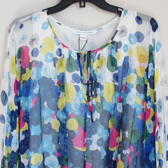 DVF Diane von Furstenberg Silk Batwing Blouse–Boho, Lightweight-Work or Vacation - Picture 10 of 16